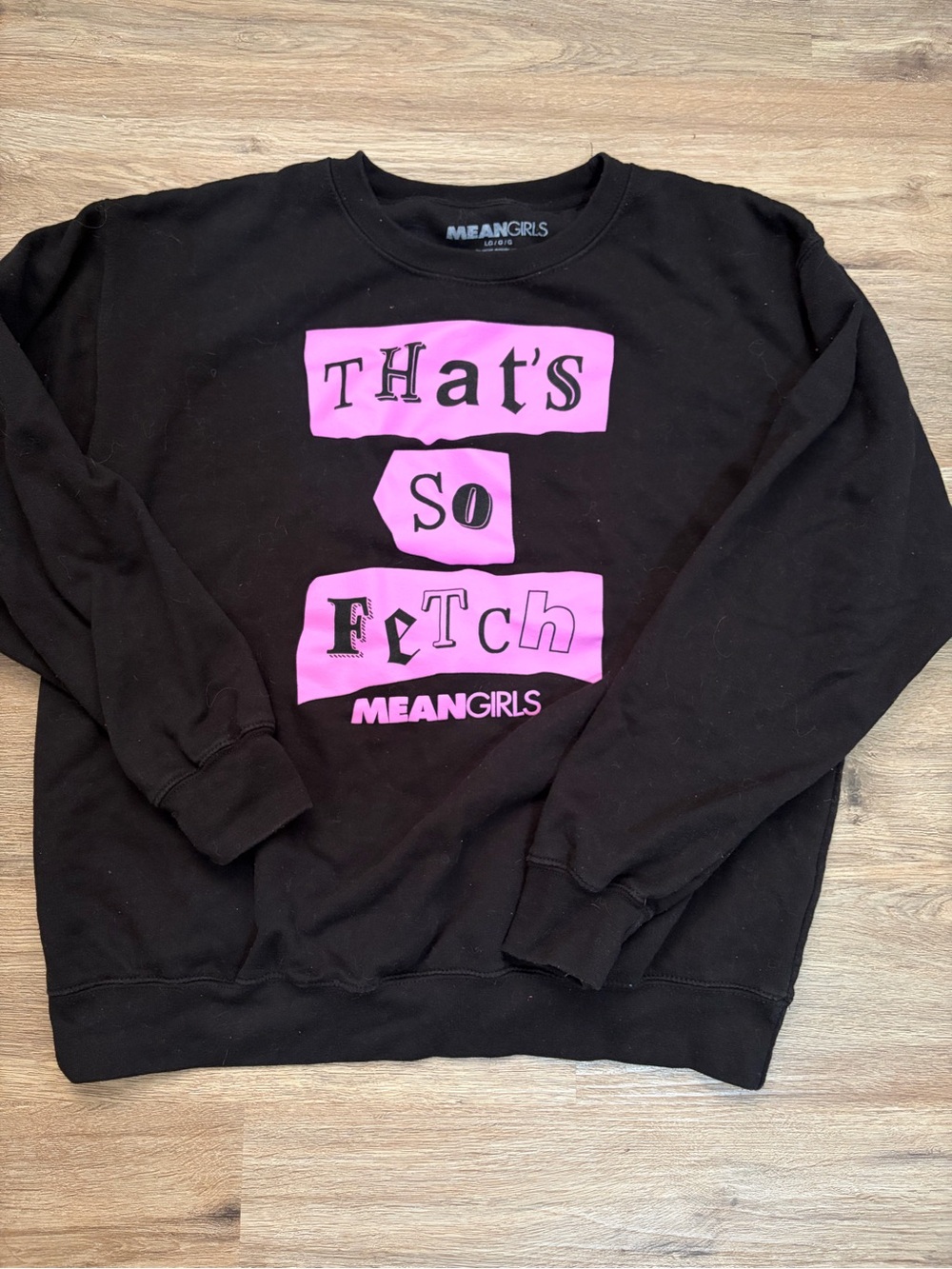 Mean Girls 'That's So Fetch' Black Crewneck Sweatshirt - Pink Graphic